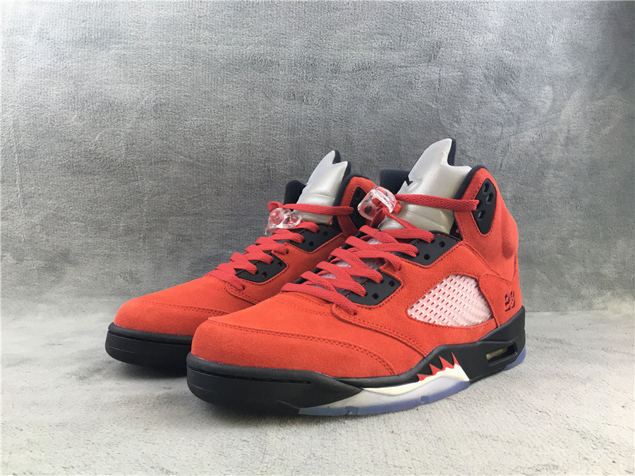 New 2021 Air Jordan 5 Retro Raging Bull Red Black Shoes